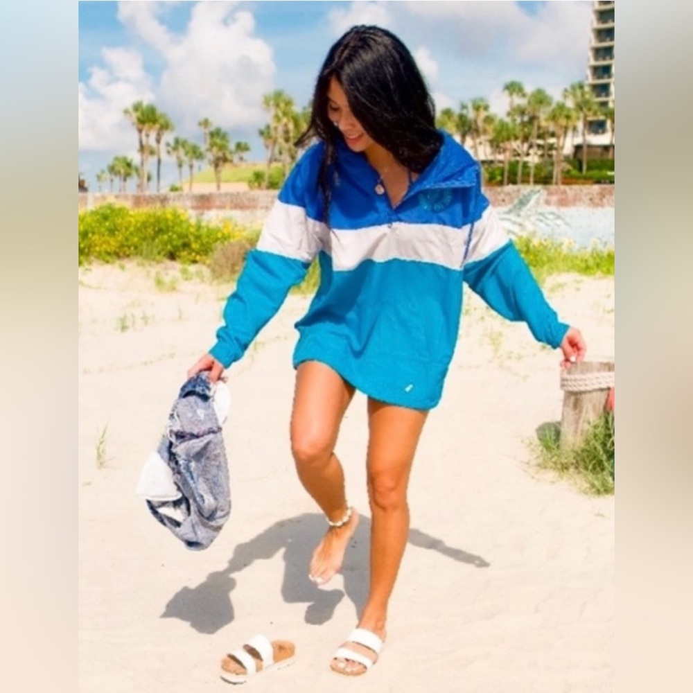 SISSTREVOLUTION Blue Pacific Paradise Surfer Jacket Windbreaker Sz. L